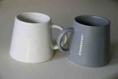 STARBUCKS 2013 2014 SET OF TWO WIDE BOTTOM / POUR OVER MUGS - GRAY AND WHITE - Sold on eBay Sep 05, 2021 for $37.00