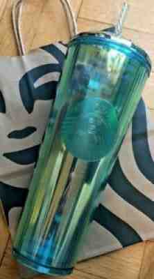 NEW 2021 Starbucks Turquoise Teal Blue Iridescent Dome Lid Tumbler VHTF - Sold on eBay Aug 01, 2021 for $11.00