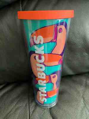 RARE Starbucks 2014 Toucan 24oz Tumbler Tropical Bird Cold Cup Acrylic - Sold on eBay Jun 23, 2021 for $39.95