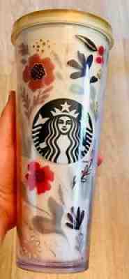 RARE 2014 Starbucks Flower Pattern Floral Harvest Venti Cold Cup Tumbler 24 oz - Sold on eBay Sep 11, 2021 for $199.99