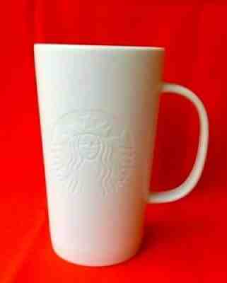 STARBUCKS Coffee White Matte 2014 Embossed Mermaid Logo Siren Mug Latte 16 oz - Sold on eBay Sep 01, 2021 for $21.50