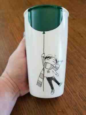 2014 Starbucks Boy with Green Balloon 12 oz Ceramic Travel Tumbler Cup with Lid - Sold on eBay Aug 11, 2021 for $18.00