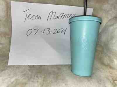 STARBUCKS 16 Oz. Stainless Steel Tumbler MATTE TIFFANY BLUE AQUA Siren Rare - Sold on eBay Jul 24, 2021 for $28.00
