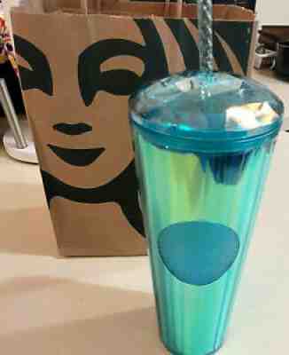 Starbucks Turquoise Teal Blue Iridescent Dome Lid Tumbler Summer 2021 NEW - Sold on eBay Jun 29, 2021 for $15.75