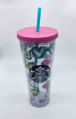 2014 Starbucks 24 oz Cold Cup Tumbler Pink Green Heart Glasses Venti Rare - Sold on eBay Jun 17, 2021 for $46.00