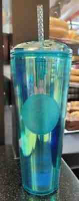 Starbucks 2021 Summer Turquoise Teal Blue Kaleidoscope Tumbler Cold Cup 24oz - Sold on eBay Aug 28, 2021 for $30.00