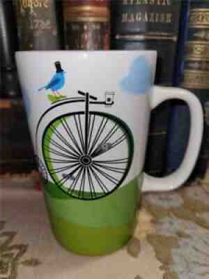 GUC 2014 Starbucks Ceramic Coffee Cup Mug 16oz Penny Farthing Bicycle Bird Field - Sold on eBay Aug 04, 2021 for $6.00
