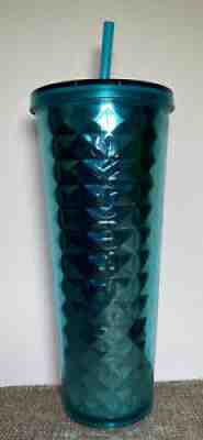 Starbucks 2015 DIAMOND Foil 24oz Turquoise Teal Tumbler Venti Straw - Sold on eBay Jul 27, 2021 for $49.99