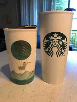 STARBUCKS Ceramic Travel Mug Tumbler Lot 12oz Hot Air Balloon Scene 16oz Classic - Sold on eBay Jul 20, 2021 for $24.99