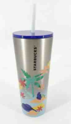 Starbucks Limited Stainless Steel Tumbler Mermaid & Palm Tree Beach Scene 24oz - Sold on eBay Sep 11, 2021 for $36.99