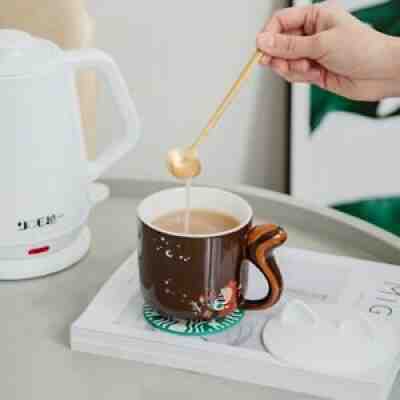 Starbucks Cup With Spoon Mug Forest Squirrel Wind Ceramic Coffee Cup Coaster - Sold on eBay Aug 02, 2021 for $25.99