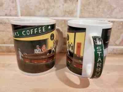 2X Vintage Starbucks Coffee Mug Cup By Chaleur Nighthawks Diner Scene D Burrows - Sold on eBay Aug 16, 2021 for $34.99