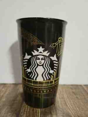 Starbucks Pennsylvania Pittsburgh Bridges Black/Gold Ceramic Travel Mug 12 Oz - Sold on eBay Sep 02, 2021 for $26.99