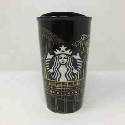 Starbucks Pennsylvania Pittsburgh Bridges Black/Gold Ceramic Travel Mug 12 Oz - Sold on eBay Jul 06, 2021 for $35.00
