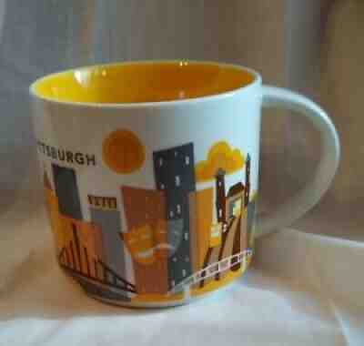 Starbucks 2014 Pittsburgh PA 14 oz Coffee Mug / You Are Here YAH / Yellow - Sold on eBay Aug 07, 2021 for $17.99