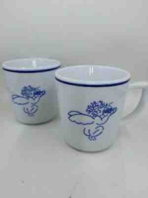 Set of (2) TWO Starbucks Mug Cherub Angel Blue & White 1994 Design By Rosanna - Sold on eBay Aug 02, 2021 for $27.88