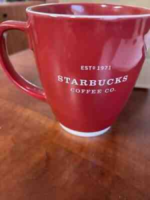 STARBUCKS Coffee Co.18 oz. Est D 1971 Coffee Mug Red w/White Abbey Trim - Sold on eBay Sep 01, 2021 for $13.99
