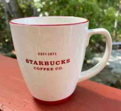 STARBUCKS 2007 EST 1971 Abbey Logo Coffee Tea Cup Large Mug White Red 18 oz. - Sold on eBay Sep 11, 2021 for $17.99