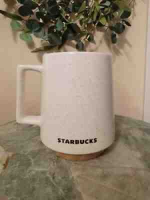 Starbucks Abbey Mug White Stone with Wood/Cork Style Bottom 16oz Coffee Cup 2017 - Sold on eBay Aug 20, 2021 for $21.99