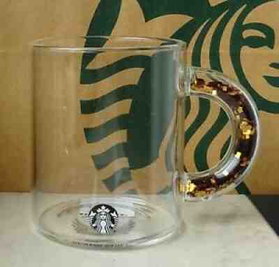 Starbucks Mug Glass Christmas Holiday Glitter Gold with Black Logo 12oz NEW - Sold on eBay Aug 30, 2021 for $59.95