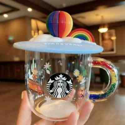 Starbucks Color-change Mug Glass Coffee Milk Cup Rainbow Handle W/Balloon Lid - Sold on eBay Sep 11, 2021 for $27.55