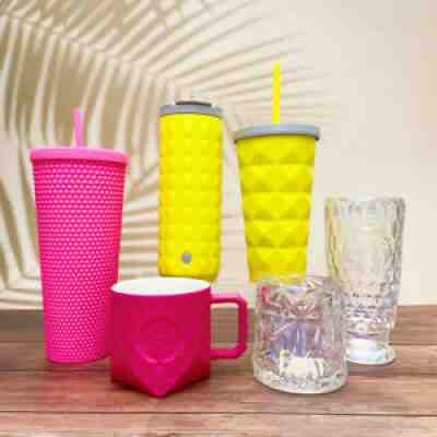 Starbucks 2021 China Diamond Matte Barbie Pink Studded Tumbler Glass Straw Cup - Sold on eBay Aug 13, 2021 for $54.49