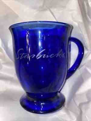 Starbucks Mug (Cursive) Cobalt Blue Glass Anchor Hocking Footed Mug - Sold on eBay Jun 21, 2021 for $8.99