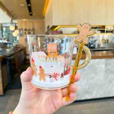 2021 Starbucks Cute Gingerbread man Glass W/ Stir rod Coffee Mug Halloween Gifts - Sold on eBay Sep 12, 2021 for $29.55