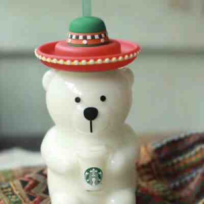 Hot New Limited Edition Starbucks Cute Bear Milk Cup Large Glass Cup Straw Mug - Sold on eBay Sep 10, 2021 for $32.30