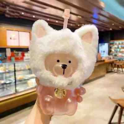 Starbucks cup 2021 Pink Sakura cat bear glass straw cup with stopper Tumbler Mug - Sold on eBay Sep 10, 2021 for $37.99