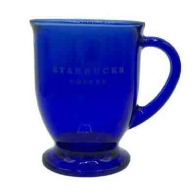 Starbucks 16oz Cobalt Blue Glass Pedestal Coffee Mug by Anchor Hocking - Sold on eBay Jun 18, 2021 for $11.00