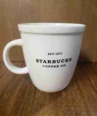 Starbucks Coffee Co Barista Abbey Est 1971 Mug Cup White Black Print 2001 18oz - Sold on eBay Aug 14, 2021 for $9.99