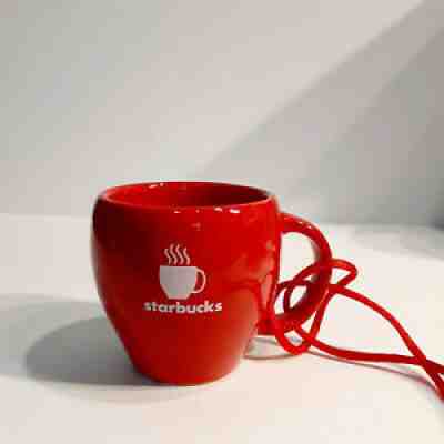 FLAWED Starbucks 2003 Abbey Coffee Mug Ceramic Red Steaming Cup Logo Ornament - Sold on eBay Jun 23, 2021 for $7.95
