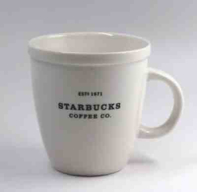 Starbucks 2001 Abbey Barista Ceramic Mug White w/ Black Lettering 16 oz - Sold on eBay Sep 10, 2021 for $9.95