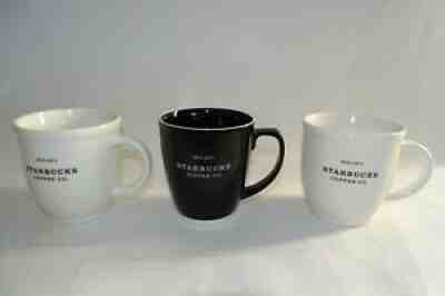 Lot 3 STARBUCKS Coffee 2007 EST 1971 ABBEY Mug Ceramic Cup Large 18 OZ Qty 3