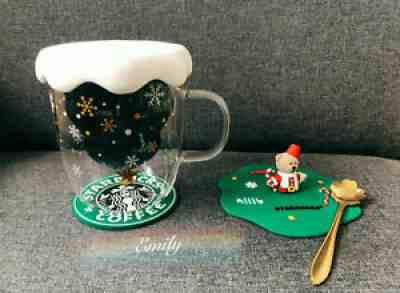 2020 Starbucks Bear Silicone Lid Christmas Tree Double Glass Coffee Mug Cup sets - Sold on eBay Sep 06, 2021 for $25.64
