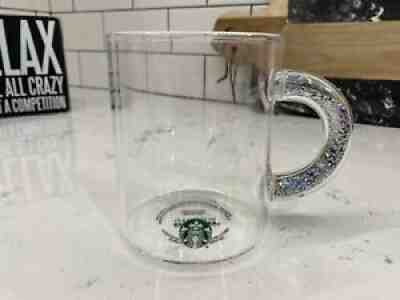 Starbucks Christmas Holiday 2019 Silver Glitter Handle Clear Glass Mug Cup - EUC - Sold on eBay Aug 26, 2021 for $50.00