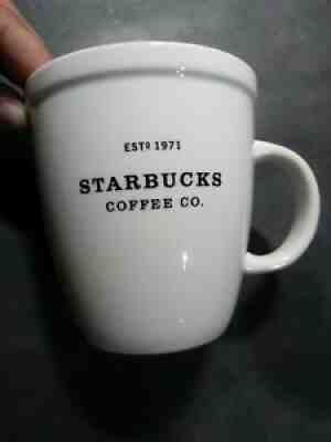 Starbucks Coffee Co Barista Abbey Est 1971 Mug Cup White Black Print 2001 18oz - Sold on eBay Aug 08, 2021 for $22.99