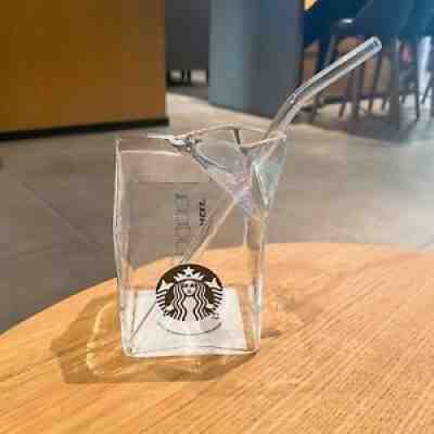 2021 Korea Starbucks Milk Carton Glass Coffee Mug Milk Straw Cup 400ml W/ Straw - Sold on eBay Sep 08, 2021 for $26.99