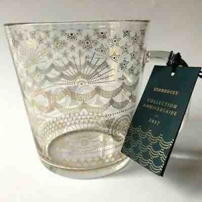 Starbucks Glass Mug 2017 Anniversary Collection Gold Scales Shells Stars Clear - Sold on eBay Jul 29, 2021 for $29.99