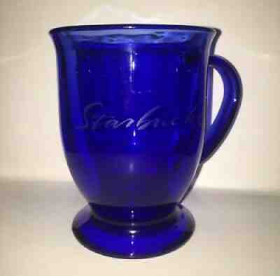 LARGE Starbucks Cobalt Blue Glass Pedestal Coffee Mug - Sold on eBay Jul 09, 2021 for $14.95
