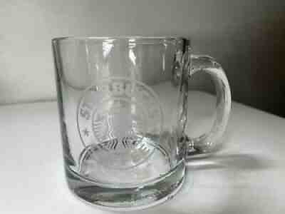 STARBUCKS Clear Glass Mermaid Etched Logo Mug 12 oz Coffee Cup Made in USA - Sold on eBay Aug 18, 2021 for $15.00