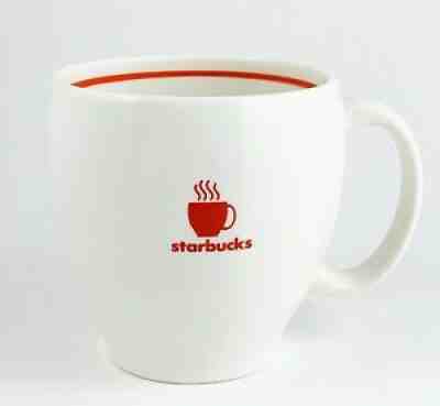 Starbucks 2004 Abbey Coffee Mug 14 Oz White Stoneware Cup Red Steaming Logo - Sold on eBay Aug 16, 2021 for $12.00