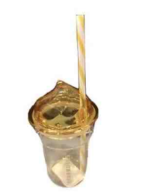 Starbucks Yellow Whip Glass Mug w/ Striped Straw Thailand NEW -no card - Sold on eBay Aug 07, 2021 for $37.99