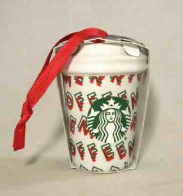 STARBUCKS 2019 CERAMIC HOLIDAY CHRISTMAS ORNAMENT * MERRY COFFEE CUP * BRAND NEW - Sold on eBay Aug 19, 2021 for $15.99