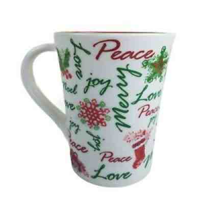 Starbucks Holiday 2007 Peace Love Joy Merry Christmas Jolly Coffee Mug 12 oz - Sold on eBay Jul 06, 2021 for $7.46