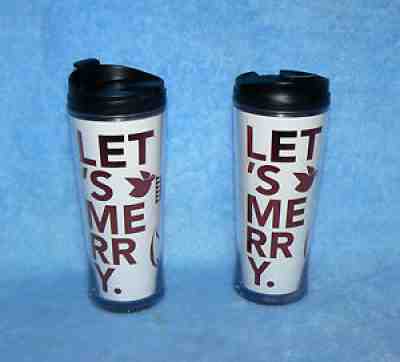 Starbucks 2009 16 oz. Set Of 2 Let's Merry Christmas Travel Tumblers - Sold on eBay Jul 21, 2021 for $16.43