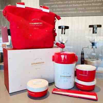 Starbucks 2020 China Merry Christmas Thermos Red Bento Box & Plush Hand Bag Set - Sold on eBay Aug 06, 2021 for $99.99