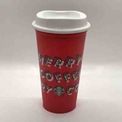 Starbucks 2019 Holiday Reusable Red Hot Cup Grande 16 oz Plastic MERRY COFFEE - Sold on eBay Jun 22, 2021 for $7.50