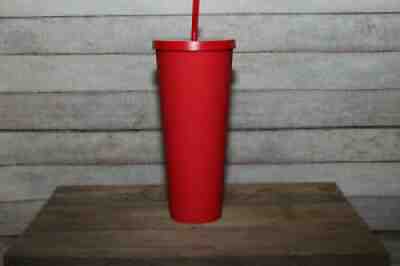 2016 Starbucks Matte Red Soft Touch Acrylic Tumbler Cold Cup 24oz Venti W/Straw - Sold on eBay Sep 05, 2021 for $110.49
